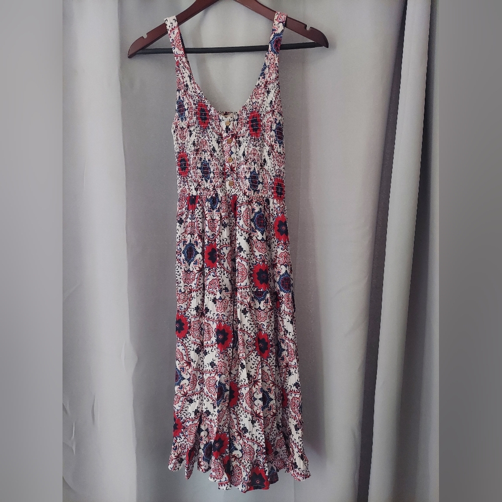 Japna Floral Sleeveless Dress - Red and Blue